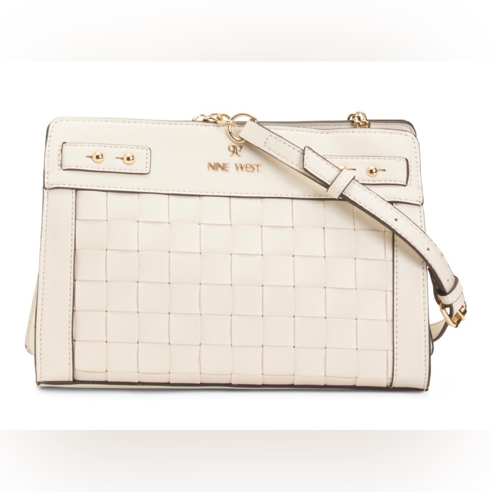 Nine West Evalita Woven Crossbody + Strap Chic Cream